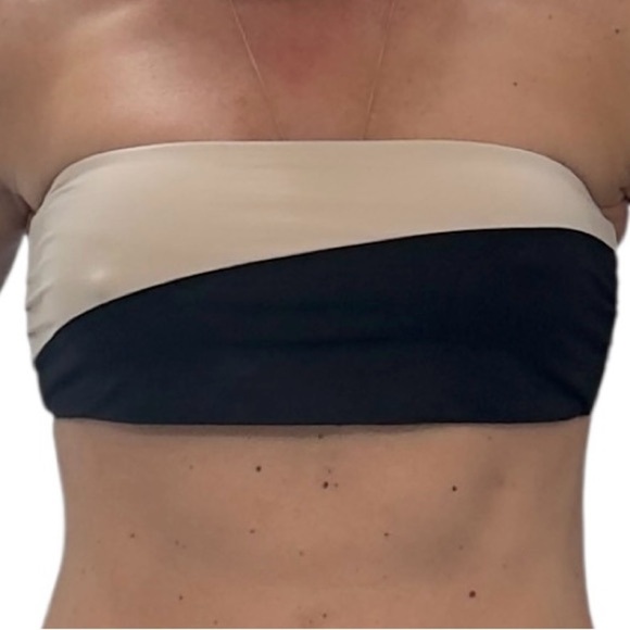 Tavik Moon Bandeau Black and Cream Bikini Top - Picture 1 of 4